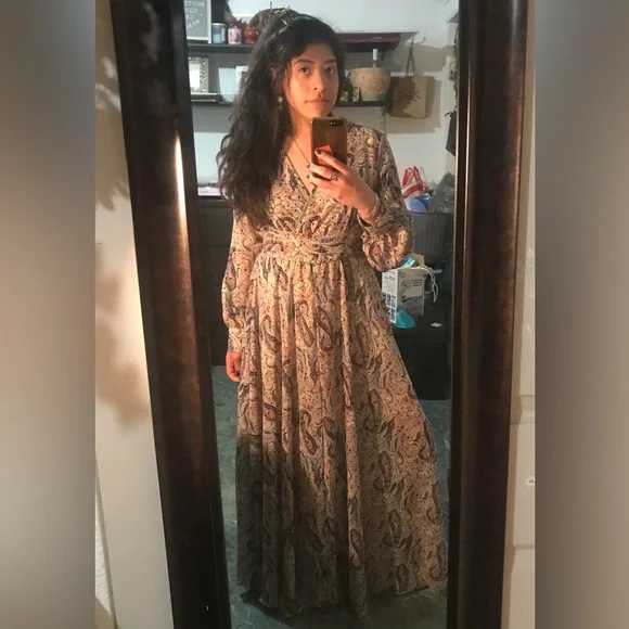 indigo Rose | Dresses | Indigo Rose Large Maxi Long Sleeve Paisley Flowy  Summer Indian Dress | Poshmark